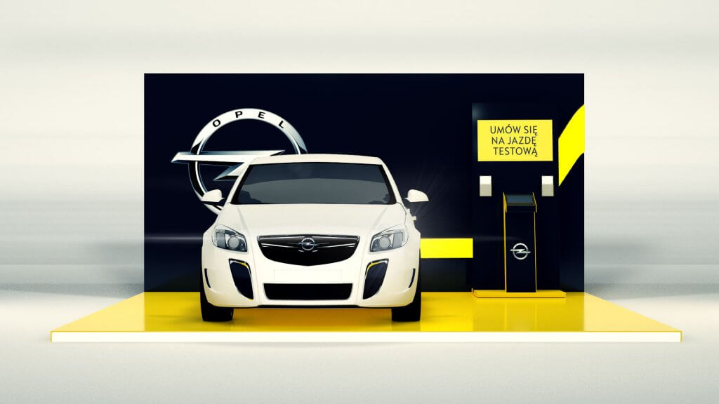 Opel - rejestracja jazdy testowej, stoisko na lotnisku